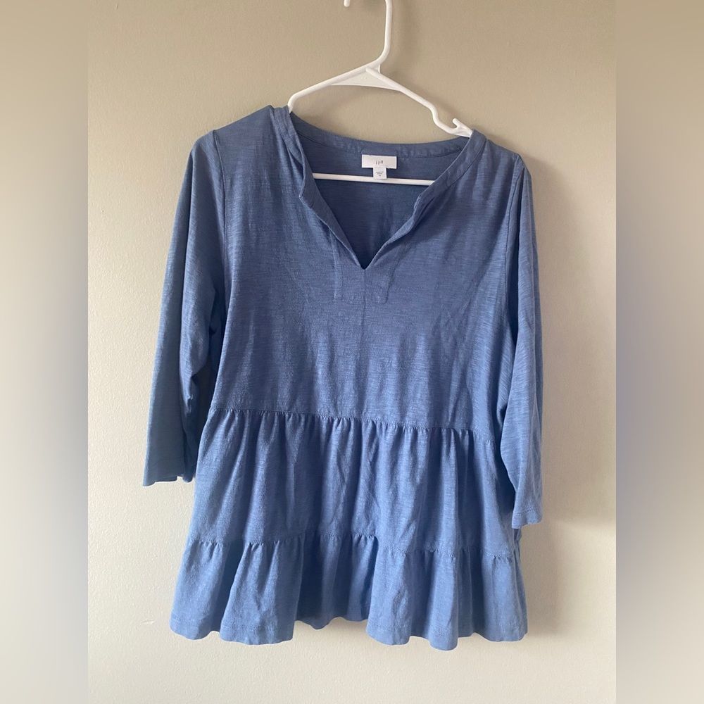 J. Jill powder blue tiered top womens size M tencel cotton blend